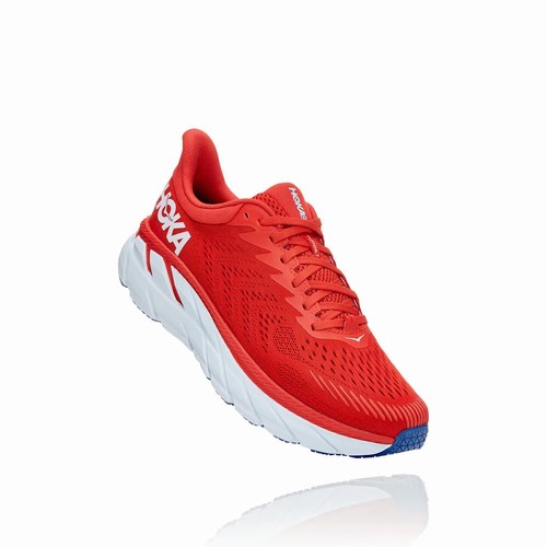 Hoka One One CLIFTON 7 Road Running Shoes For Men India Red IN-8793